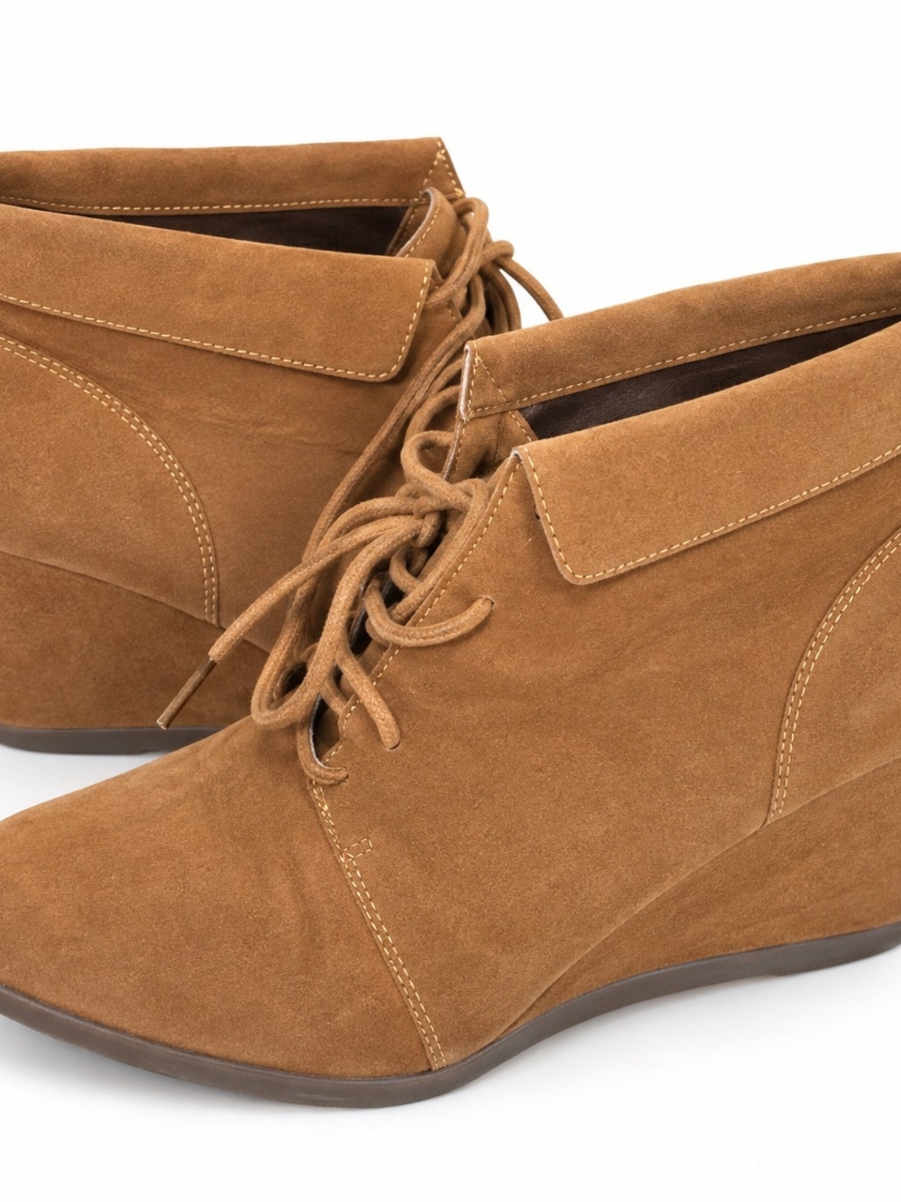 Madden Girl Brown Suede Lace-Up Wedge Ankle Boots